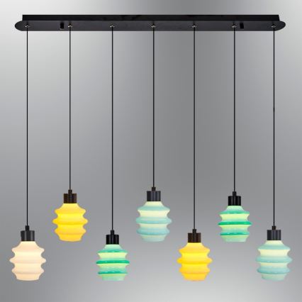 Lámpara colgante LED con suspensión de cable CACTUS 7xLED/2,8W/230V 3000K verde/amarillo/blanco