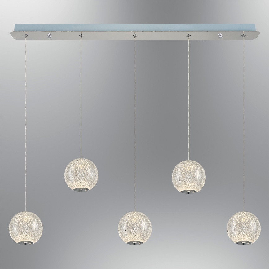 Lámpara colgante LED CREMONA 5xLED/5W/230V 3000K cromo mate
