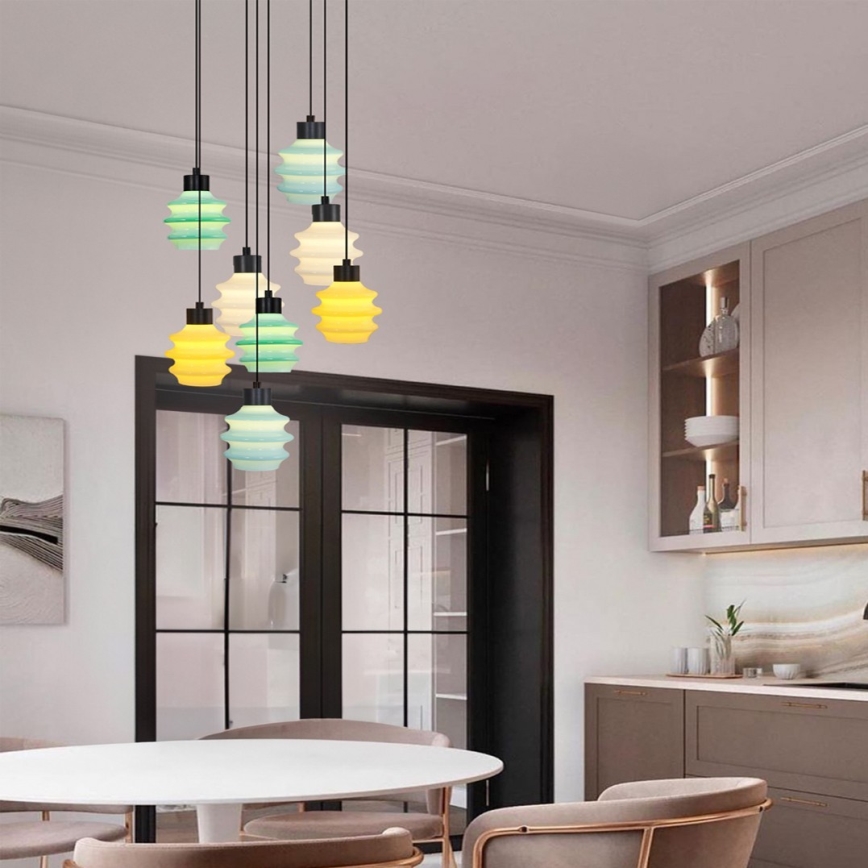 Lámpara colgante LED de cable CACTUS 8xLED/2,8W/230V 3000K verde/amarillo/blanco