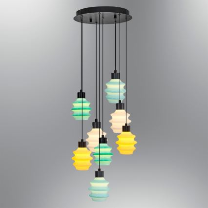 Lámpara colgante LED de cable CACTUS 8xLED/2,8W/230V 3000K verde/amarillo/blanco