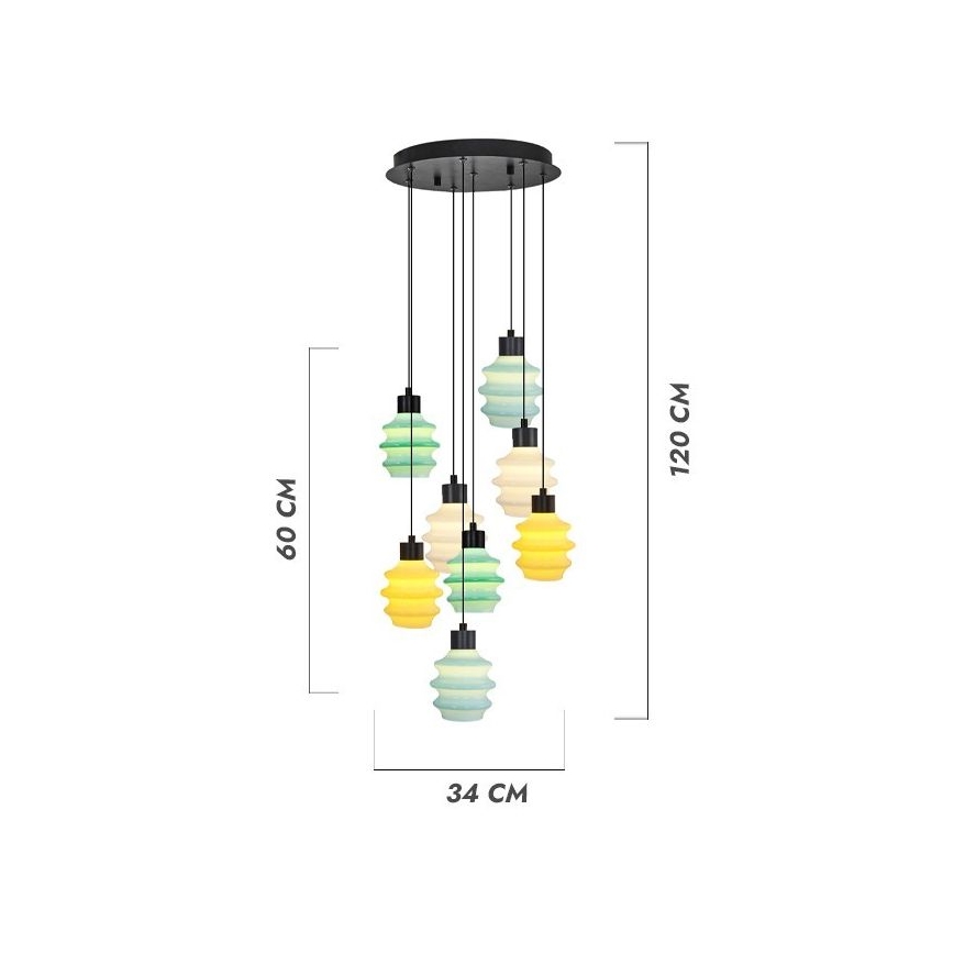 Lámpara colgante LED de cable CACTUS 8xLED/2,8W/230V 3000K verde/amarillo/blanco