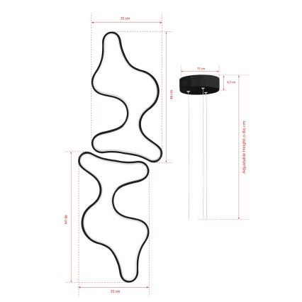 Lámpara colgante LED DUPLE ARTISAN LED/80W/230V 6500K negra