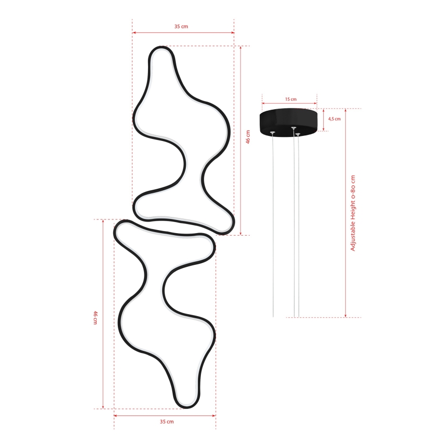 Lámpara colgante LED DUPLE ARTISAN LED/80W/230V 6500K negra