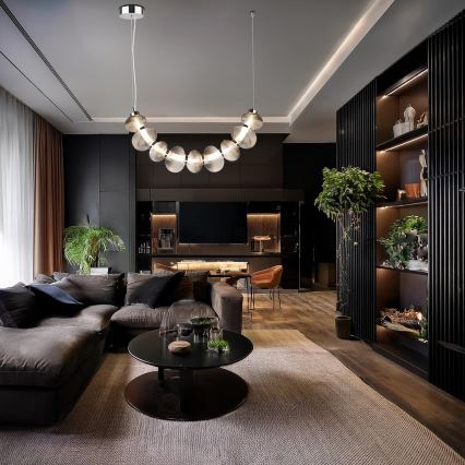 Lámpara colgante LED en cable BOLLA LED/36W/230V cromo brillante/gris ahumado