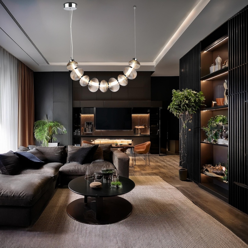 Lámpara colgante LED en cable BOLLA LED/36W/230V cromo brillante/gris ahumado