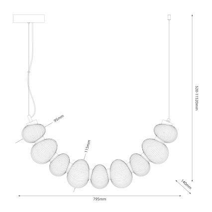 Lámpara colgante LED en cable BOLLA LED/36W/230V cromo brillante/gris ahumado