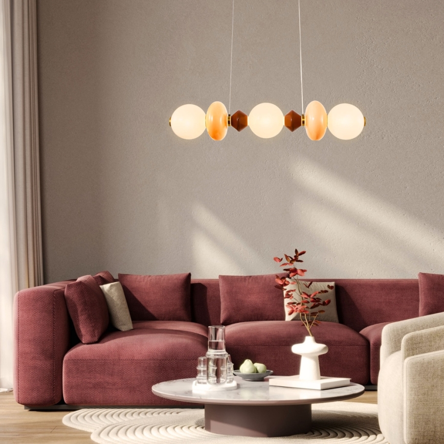 Lámpara colgante LED en cable FLORES LED/20W/230V dorado/naranja/marrón