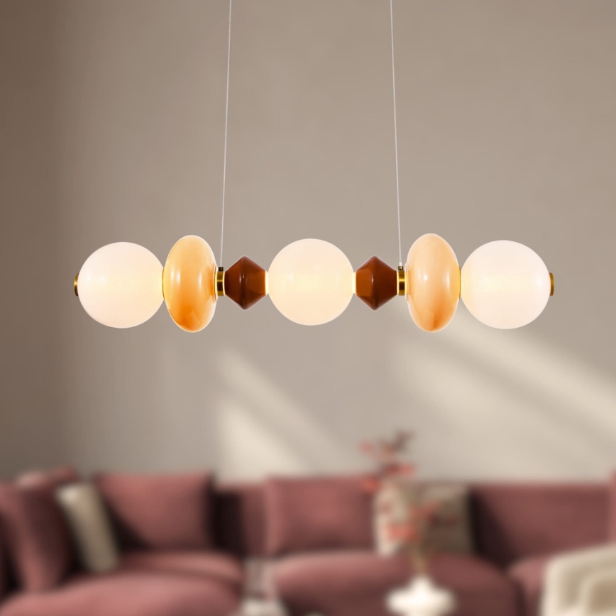 Lámpara colgante LED en cable FLORES LED/20W/230V dorado/naranja/marrón