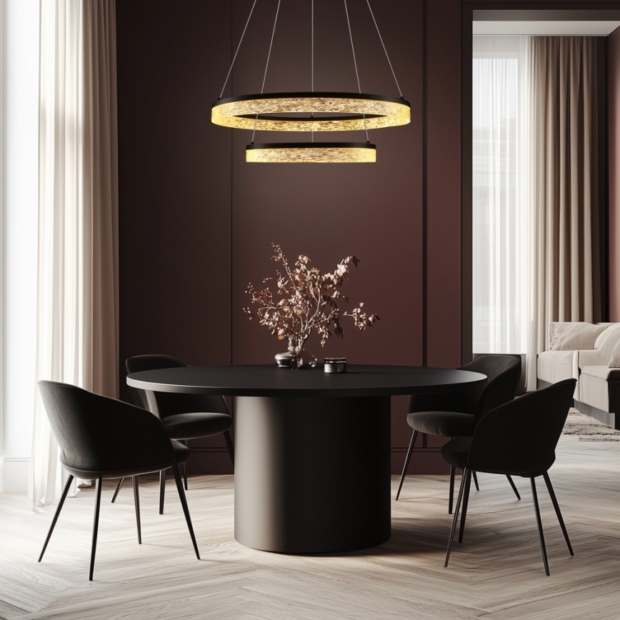 Lámpara colgante LED en cable FROZI LED/38W/230V, diámetro 60 cm, negra