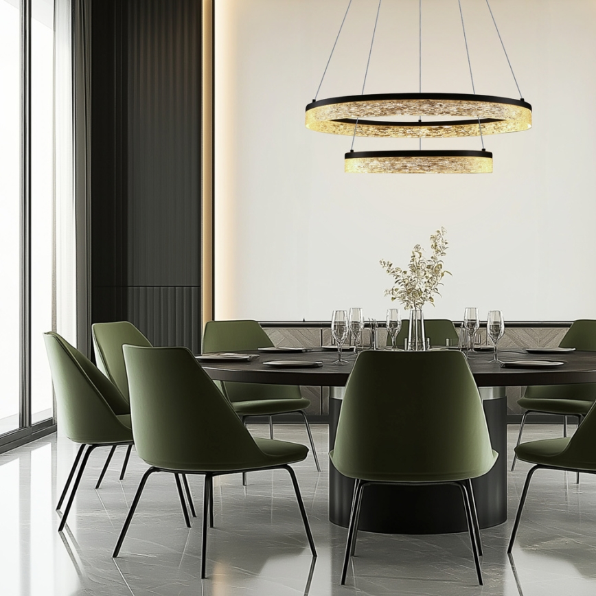 Lámpara colgante LED en cable FROZI LED/38W/230V, diámetro 60 cm, negra