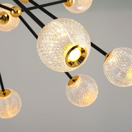 Lámpara colgante LED en varilla GELA 16xLED/5W/230V 3000K negro/dorado