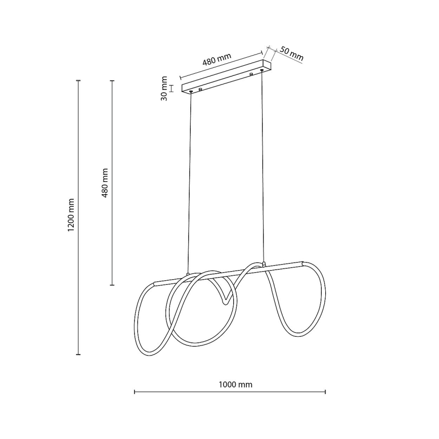 Lámpara colgante LED FLEXI con cable, 45W/230V, 4000K, negra