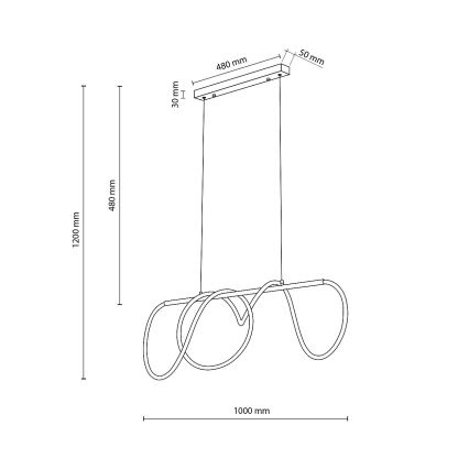 Lámpara colgante LED FLEXI con cable, 45W/230V, 4000K, negra