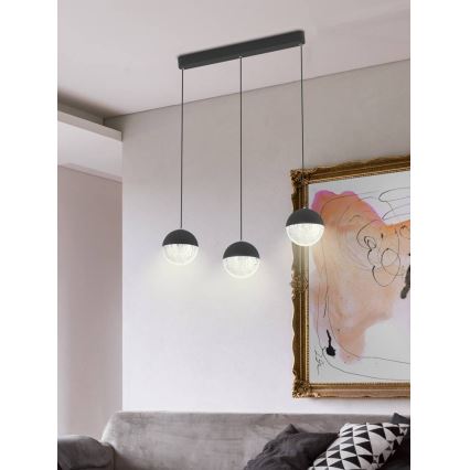Lámpara colgante LED FURNI 3xLED/5W/230V negro