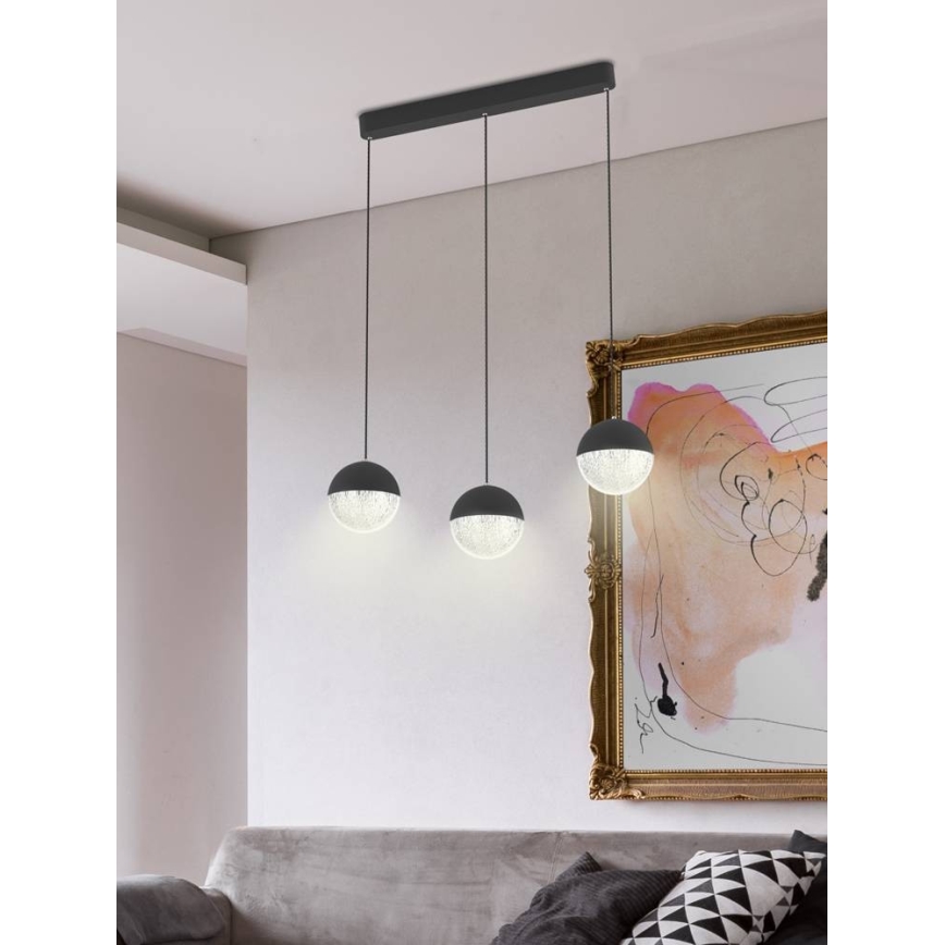 Lámpara colgante LED FURNI 3xLED/5W/230V negro