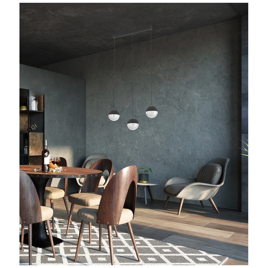 Lámpara colgante LED FURNI 3xLED/5W/230V negro