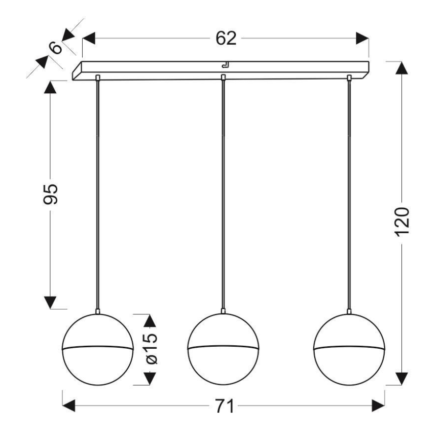 Lámpara colgante LED FURNI 3xLED/5W/230V negro