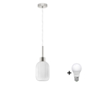 Lámpara colgante LED HARMA 1xE27/60W/230V, diámetro 14 cm, cromo mate/blanco