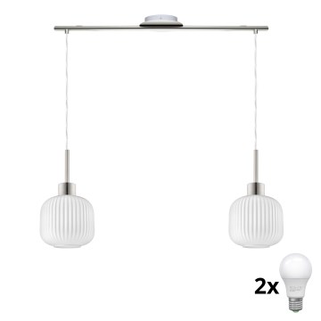 Lámpara colgante LED HARMA 2xE27/60W/230V cromo mate/blanco