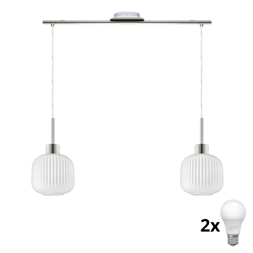 Lámpara colgante LED HARMA 2xE27/60W/230V cromo mate/blanco