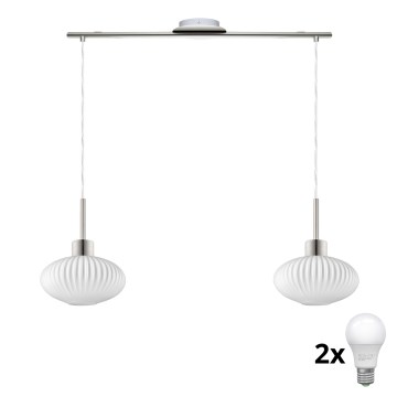 Lámpara colgante LED HARMA 2xE27/60W/230V cromo mate/blanco