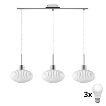 Lámpara colgante LED HARMA 3xE27/60W/230V cromo mate/blanco