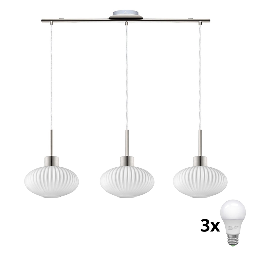 Lámpara colgante LED HARMA 3xE27/60W/230V cromo mate/blanco