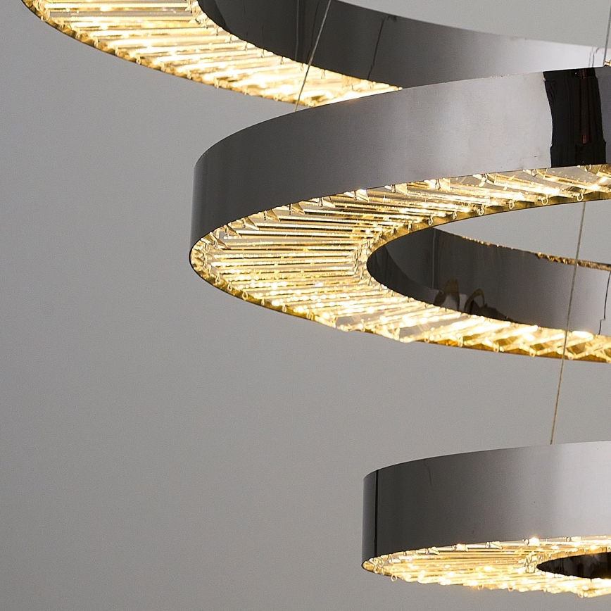 Lámpara colgante LED JESI con cable, 99W/230V, 3000K, Ø 100 cm, plateada