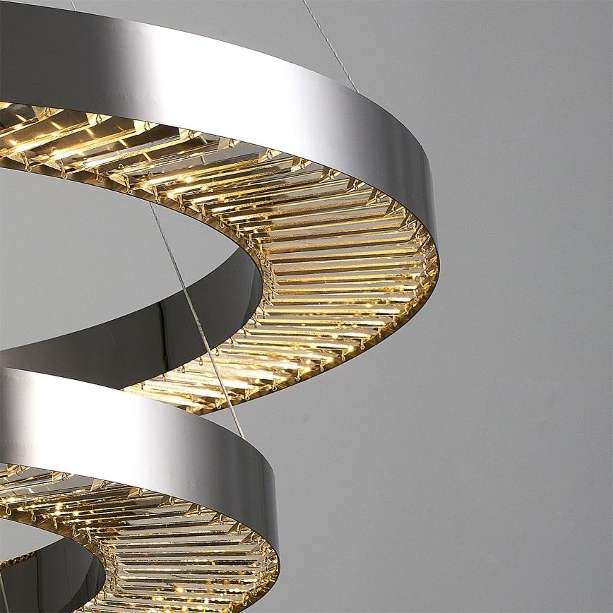 Lámpara colgante LED JESI con cable, 99W/230V, 3000K, Ø 100 cm, plateada