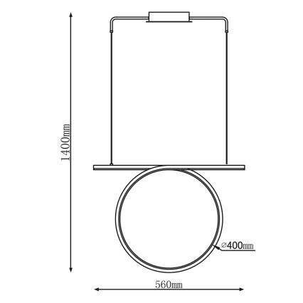 Lámpara colgante LED ODETTA con cable, 30W, 230V, 4000K, negra
