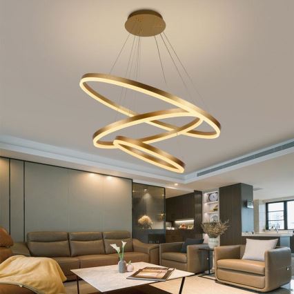 Lámpara colgante LED regulable con cable LED/125W/230V 3000-6500K Ø 80 cm + mando a distancia