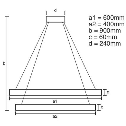 Lámpara colgante LED regulable en cable LED/135W/230V 3000-6500K Ø 60 cm + mando a distancia