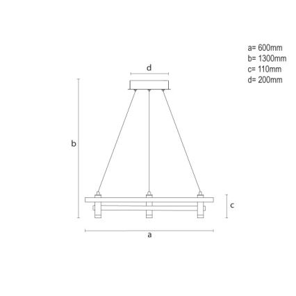 Lámpara colgante regulable LED con cable LED/100W/230V 3000-6500K Ø 60 cm + mando a distancia