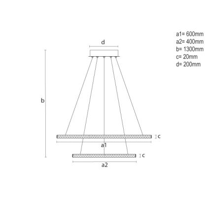 Lámpara colgante LED regulable con cable LED/150W/230V 3000-6500K + control remoto