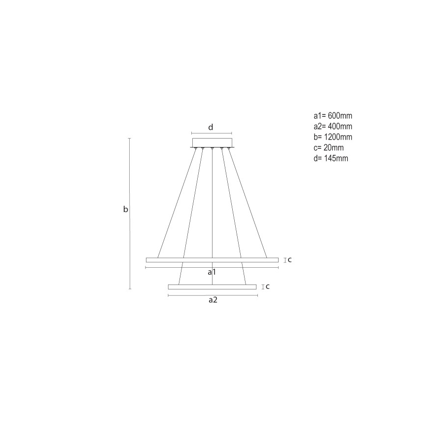 Lámpara colgante LED regulable con cable LED/55W/230V 3000-6500K Ø 60 cm + mando a distancia