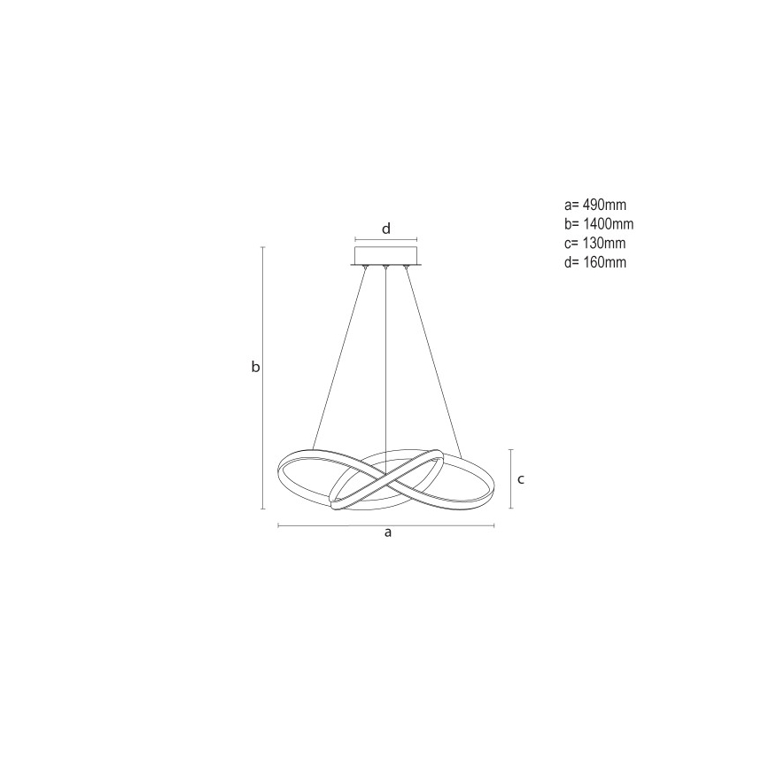 Lámpara colgante LED regulable con suspensión de cable, LED/65W/230V, 3000–6500 K, Ø 49 cm + mando a distancia