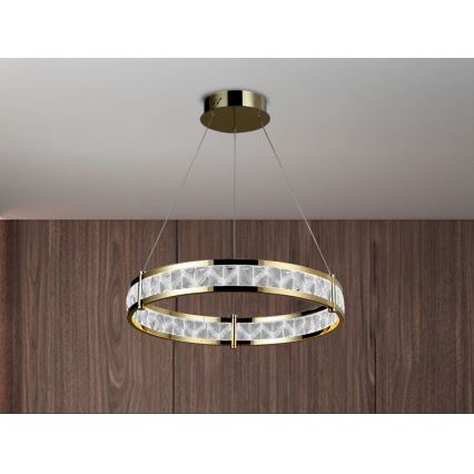 Lámpara colgante de cristal LED regulable con cable ENRIQUE LED/40W//230V 3000-6000K diám. 60 cm + mando a distancia