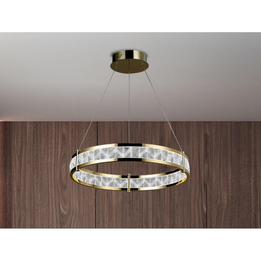 Lámpara colgante de cristal LED regulable con cable ENRIQUE LED/40W//230V 3000-6000K diám. 60 cm + mando a distancia