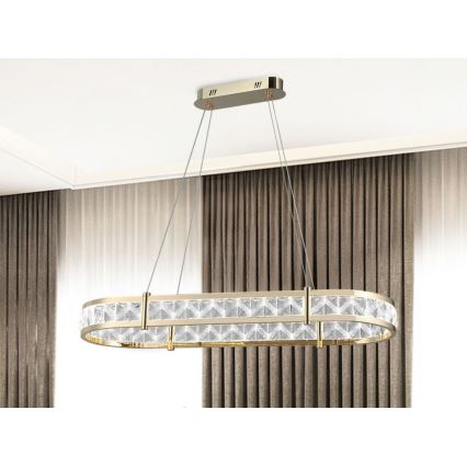 Lámpara colgante de cristal LED regulable en cable ENRIQUE LED/50W//230V 3000-6000K + mando a distancia