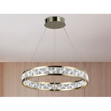 Lámpara colgante de cristal regulable con cable ENRIQUE LED/55W//230V 3000-6000K Ø 80 cm + mando a distancia