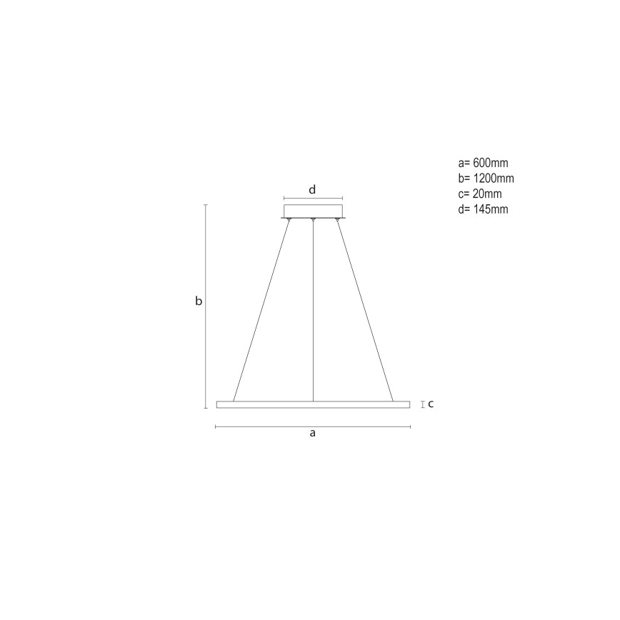 Lámpara colgante LED regulable con cable, 32W/230V, 3000-6500K, diámetro 60 cm + mando a distancia