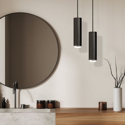 Lámpara colgante de baño LED RGBW regulable TURYN 1xGU10/6W/230V 3000K Wi-Fi IP44 negra