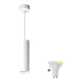 Lámpara colgante LED RGBW regulable para baño TURYN suspendida por cable 1xGU10/6,5W/230V 2700-6500K Wi-Fi IP44 blanco