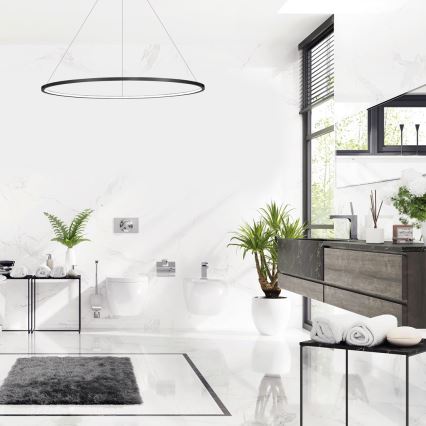 Lámpara colgante LED SATURNO, suspendida por cable, LED/65W/230V, Ø 120 cm, IP44, negra