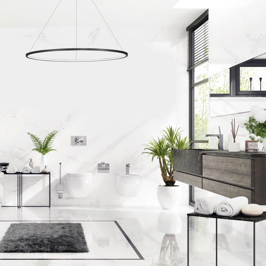 Lámpara colgante LED SATURNO, suspendida por cable, LED/65W/230V, Ø 120 cm, IP44, negra