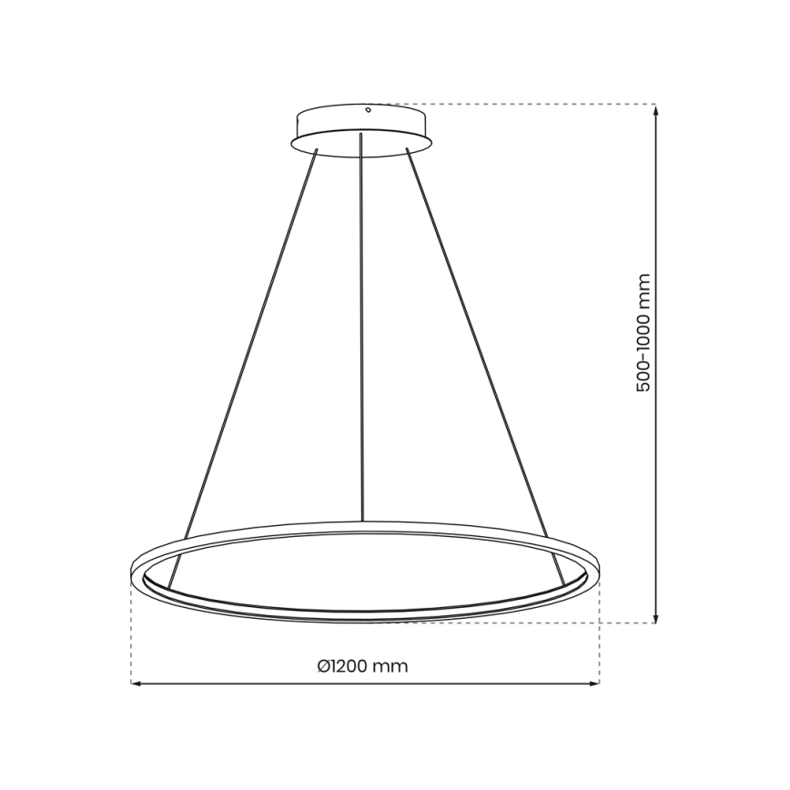 Lámpara colgante LED SATURNO, suspendida por cable, LED/65W/230V, Ø 120 cm, IP44, negra