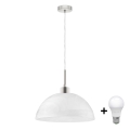 Lámpara colgante LED suspendida por cable 1xE27/60W/230V blanco/transparente