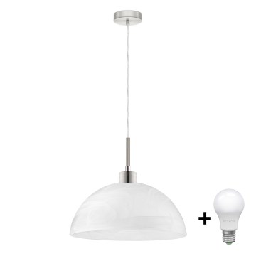 Lámpara colgante LED suspendida por cable 1xE27/60W/230V blanco/transparente