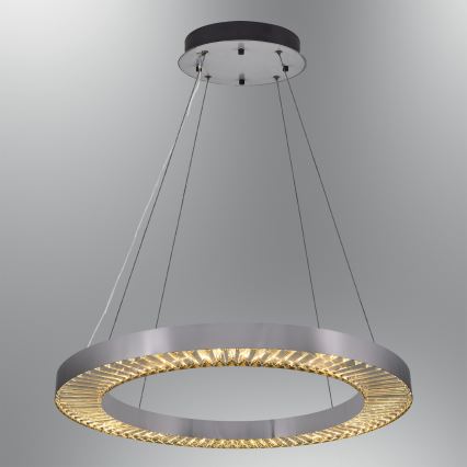 Lámpara colgante LED suspendida por cable JESI LED/85W/230V 3000K Ø 80 cm plateada