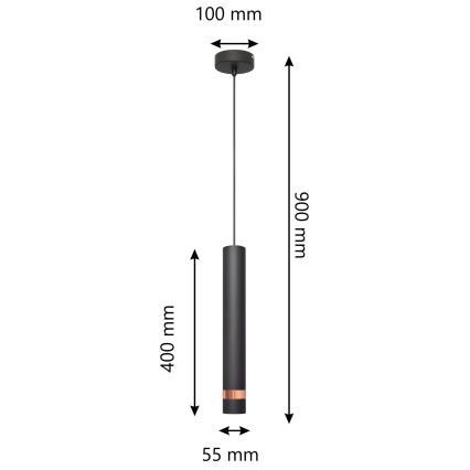Lámpara colgante LED TUBA 1xGU10/4,8W/230V negro/cobre